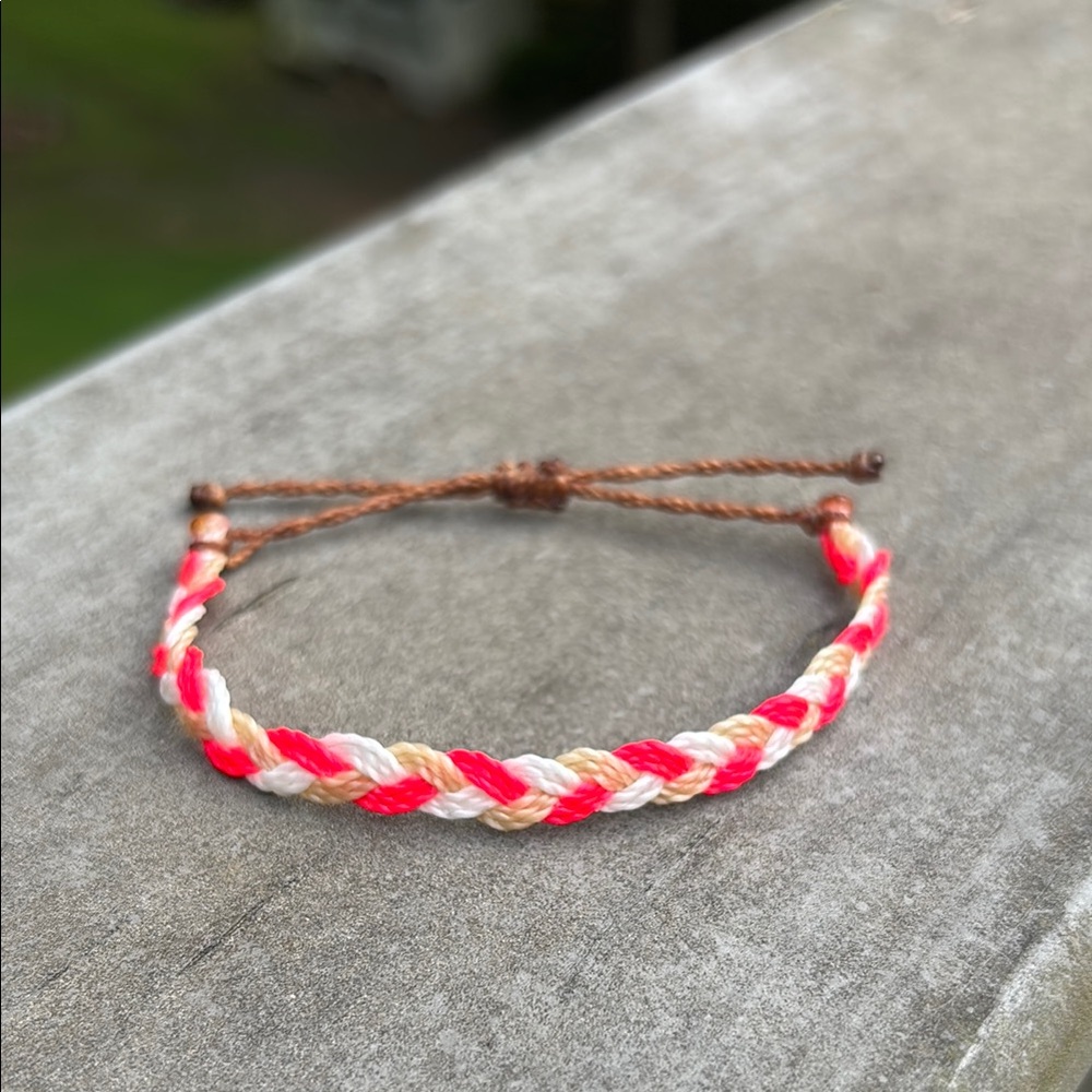 Adjustable Braided Friendship Waxed Cord Waterproof Bracelet “Coconut Hibiscus”